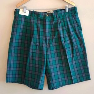 Chino Bermuda Pants Shorts Men's Size 38 Plaid Check Green High Rise Cotton NWT